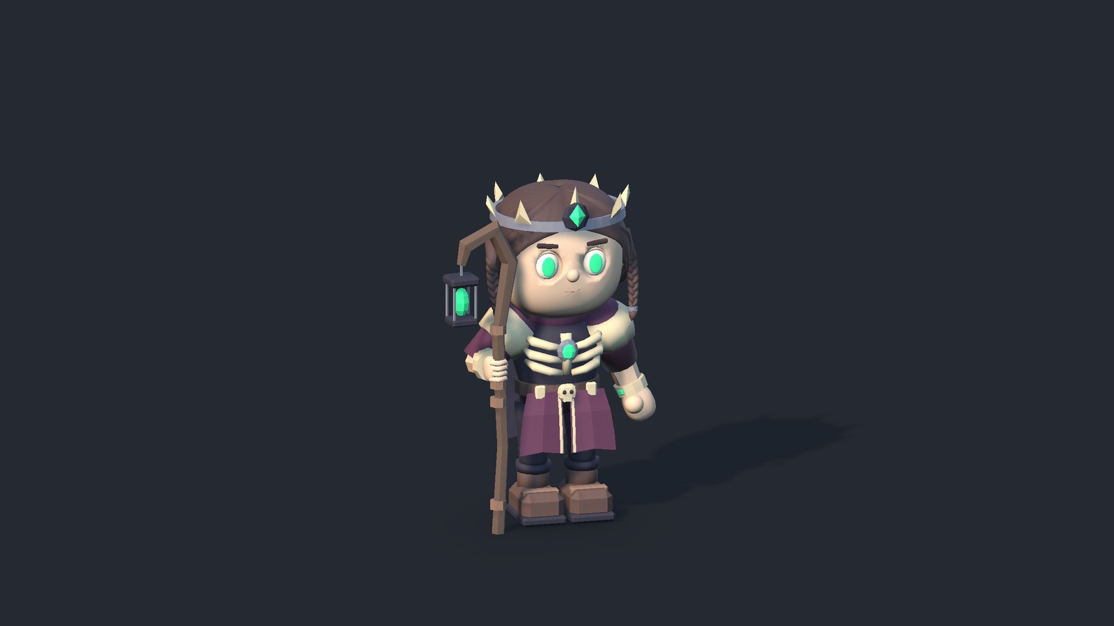 Bone Archmage outfit with braided hair and crown in the Soul Green theme.