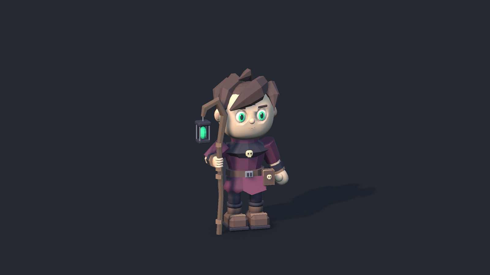Necromancer character in its classic outfit with lantern staff.